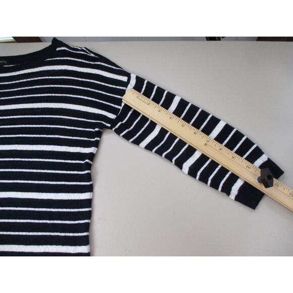 Talbots Linen Blend Sweater Womens Medium Striped Navy Blue White Nautical Light - Picture 7 of 14